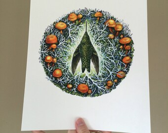 Crossing Over - Hummingbird in a faerie ring - Print