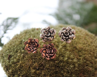 Succulent Earrings / Silver Succulent Earrings / Succulent Jewelry / Succulent Studs / Plant Jewelry / Botanical Jewelry / Plant Lover
