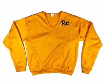 VTG 1970s/80s University of Pittsburgh "Pitt" Panthers V-neck Sweater - L