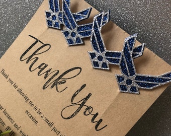 United States Air Force Cupcake Topper USAF Glitter Emblem. Military Retirement, Promotion, Enlistment, Re-Enlistment. Set of 8.