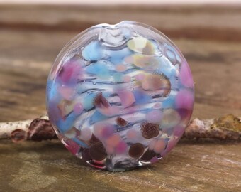Lampwork Glass Bead Focal - Pink and blue