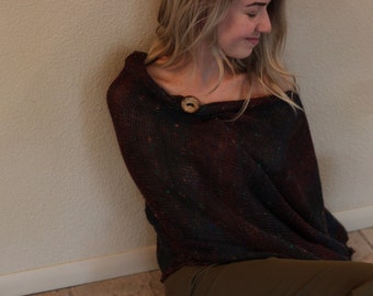 Knitted adult poncho,one size,Asymmetric Adult Poncho