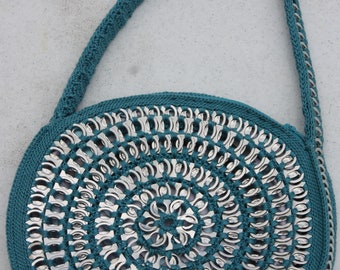 Eco Friendly Purse/Upcycled Poptab Purse/ Crochet Shoulder Purse