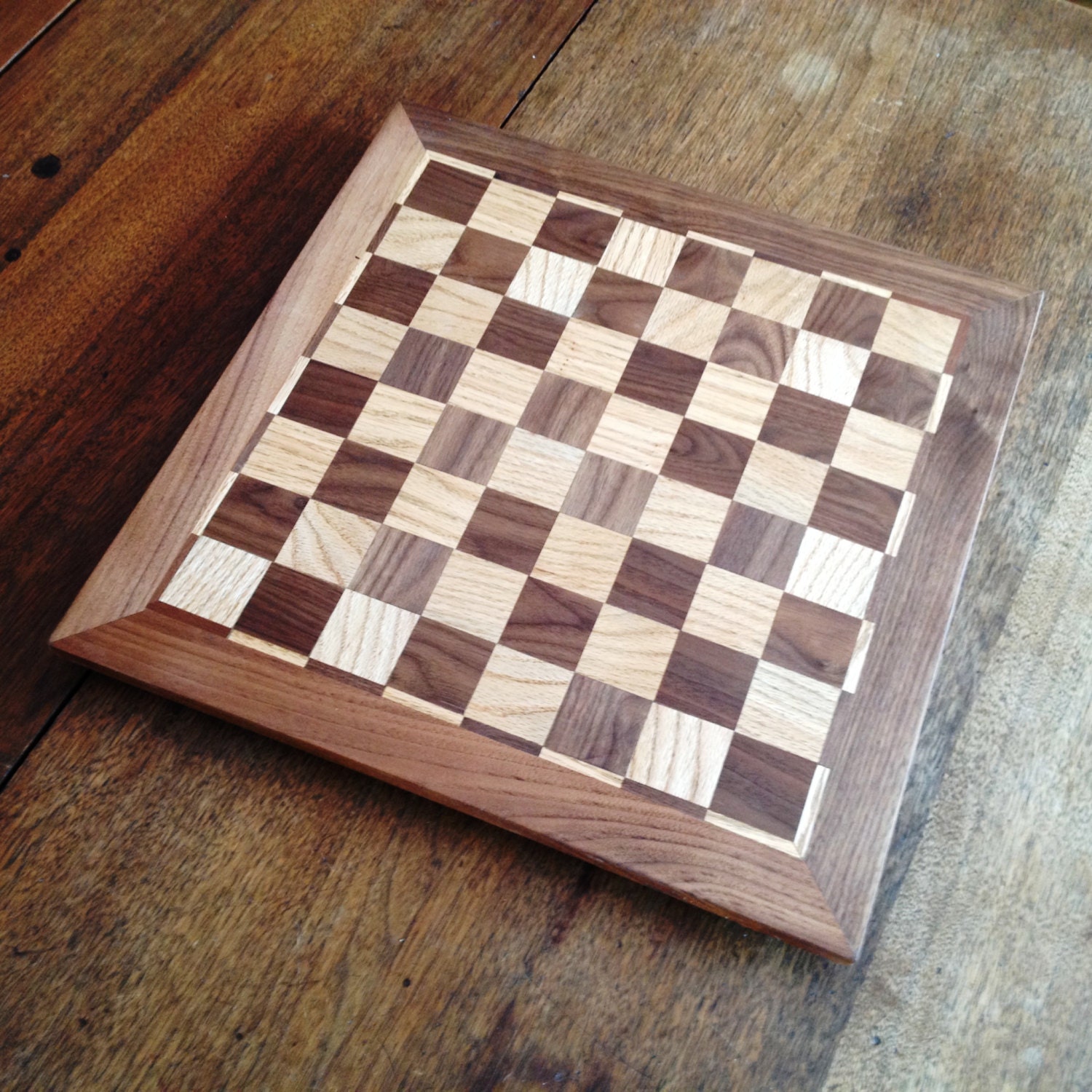 Handmade Wooden Chess Board with Striped Border