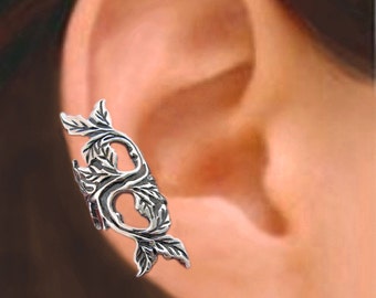 C1 -3, Ivy Leaf ear cuff Sterling Silver earrings Sterling silver ear cuff non pierced earcuff ear clip right C-176