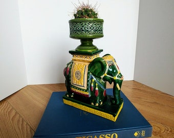 Vintage Ceramic Chinese Small Elephant Plant Stand Garden Stool