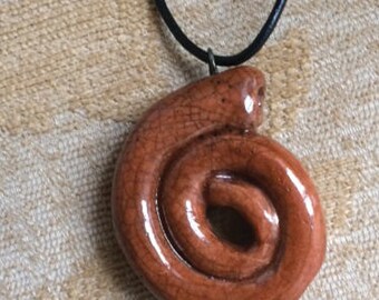 Raku ceramic Pendant '3qustion'