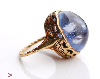Antique Ring solid 18K Gold 23ct natural Blue Sapphire Size 4.75 US/ 9.6