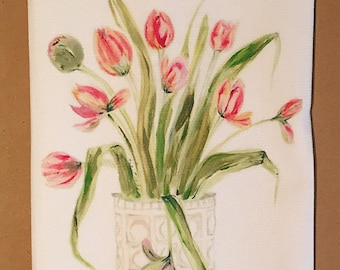 Tulips Cotton Huck Kitchen Towel