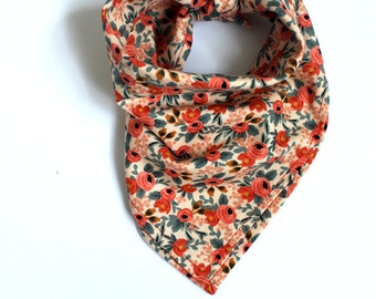 Rifle Paper Co. Les Fleurs Peach Tie On Dog Bandana