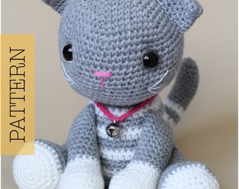 Crochet Amigurumi Cat, PATTERN ONLY, Abby Tabby, pdf Stuffed Animal Toy Pattern