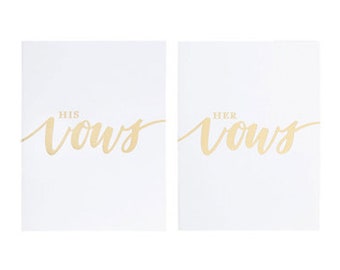 Wedding Vow Books Gold Foil, His and Her Vow Books - Set of 2 Books, Wedding Ceremony, Wedding Pledge, Wedding Promise, Wedding Keepsake