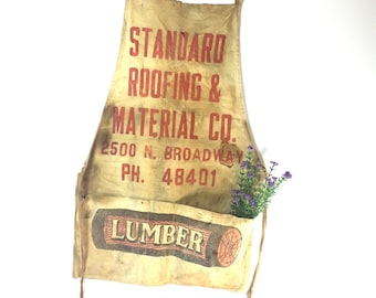 Vintage Lumber Apron, Primitive Apron