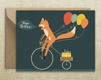 Happy Birthday Fox Bike Card