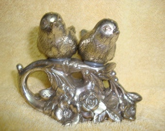Pair of Nesting Silver Bird Salt and Pepper Shakers
