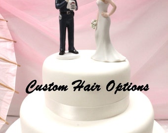 Police Officer  Bride Groom Guns Wedding  Cake  Topper  law