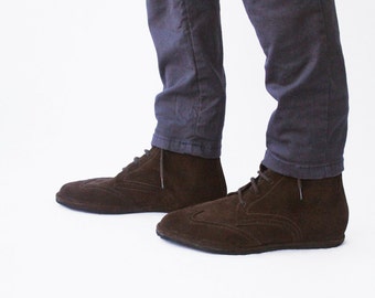 Wingtip oxford boots - Heritage in brown suede - Men's Handmade Leather lace-up boots - CUSTOM FIT