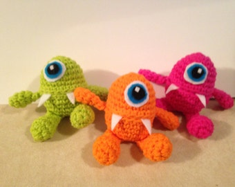 Three Crochet Easter Egg Monsters