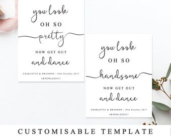 DIY Printable Wedding Bathroom Sign Template, Women and Mens Wedding Restroom Sign, You Look Oh So Get Back Out Dance INSTANT DOWNLOAD