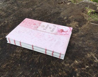 Handbound Grimoire - Coptic Sketchbook - Dream Journal - Pink - Romantic - Fairytale - Rose - Faerie - Wicca - Hedgewitch - Book of Shadows