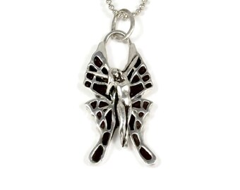 Butterfly Jewelry For Women, Unusual Butterfly Jewelry, Fairy Butterfly Jewelry, Robin Wade Jewelry, Freya Is Ready To Fly, Art Pendant,2490