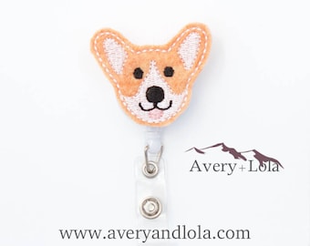 Corgi Badge Reel, Dog Badge Reel, Corgi ID Holder, Dog ID Holder, ID Badge Holder