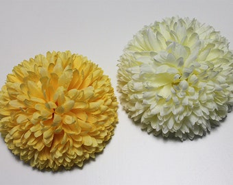 Pom Pom Flower Hair Clip / Fascinator in a choice of Cream or Yellow