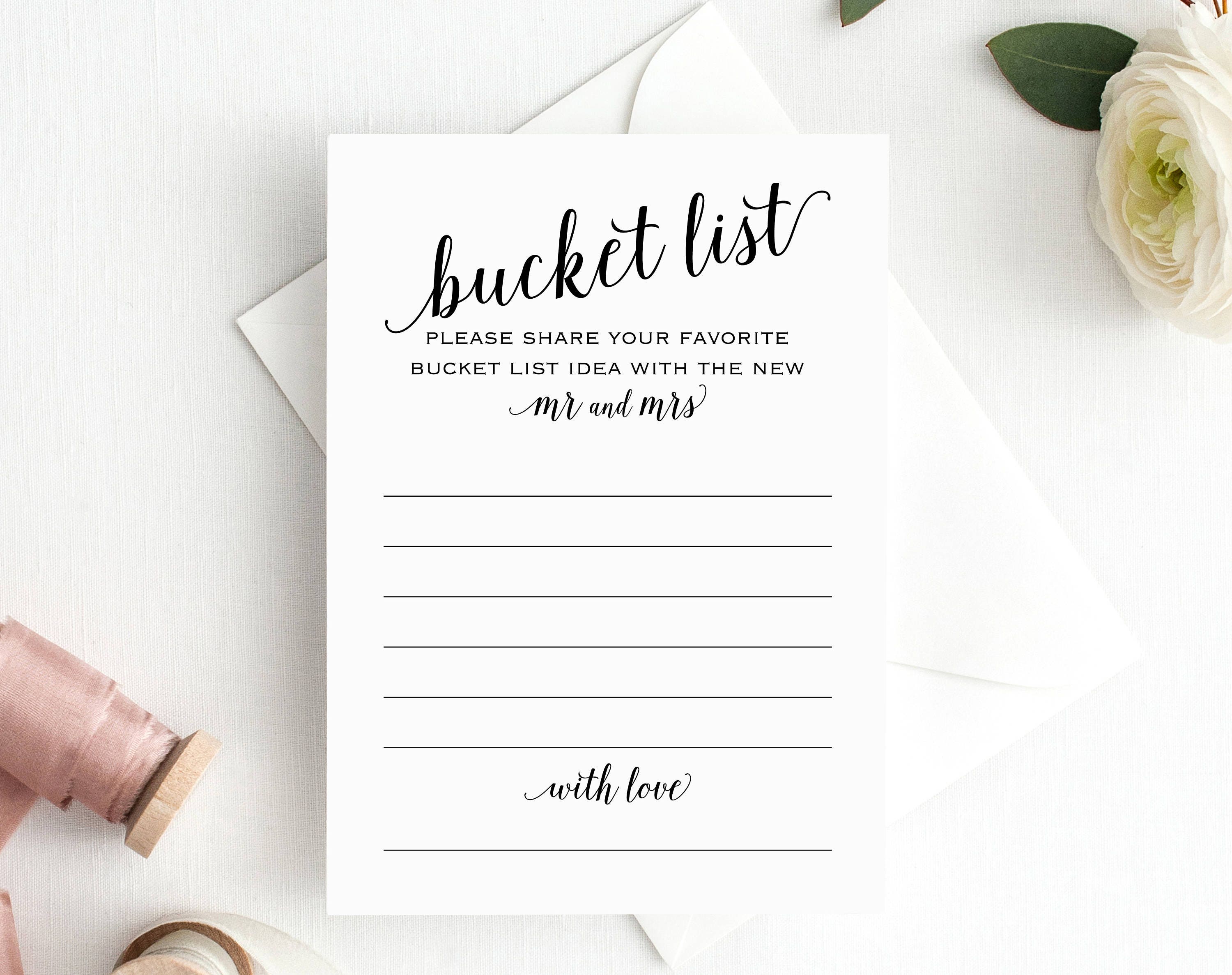 Bucket List Card Bucket List Ideas Wedding Advice Card