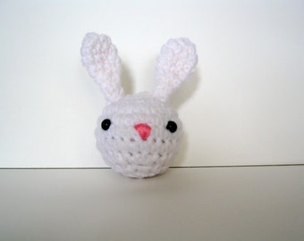 Crochet White Rabbit Amigurumi Keychain