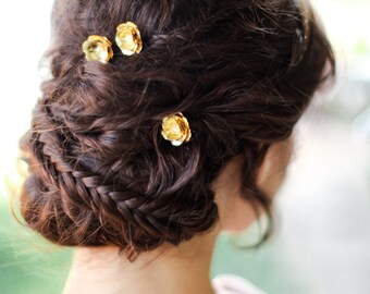 Casey Gold flower Bobby Pins with pearls