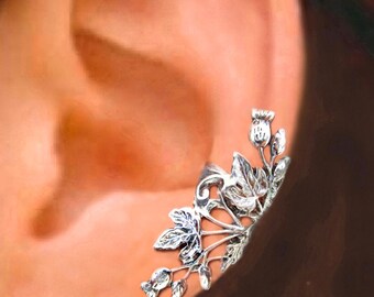 Scottish Thistle ear cuffs Sterling Silver earrings Thistle jewelry Thistle earrings Sterling silver ear cuff ear clip C-108180 DD