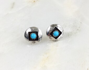 Vintage Sterling Navajo Turquoise Stud Earrings