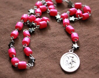 St. Michael Chaplet - Hot Pink Rock Star