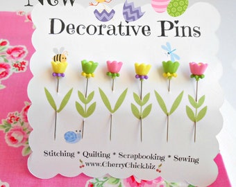 Decorative Sewing Pins - Embellishment Pins - Gift for Quilters - Sewing Pins - Pretty Pins - Quilting Pins - Pincushion Pins