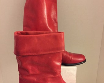 Vintage Red Leather Boot - Size 6 1/2