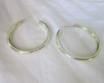 Vintage Large Gold Tone Hoop Pierced Earrings