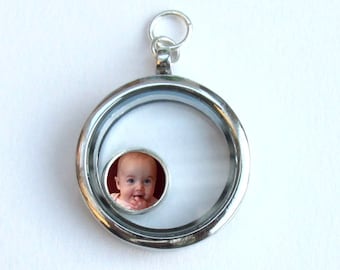 Floating Locket Photo Charm, Customized Photo Floating Charm, Photo Jewelry