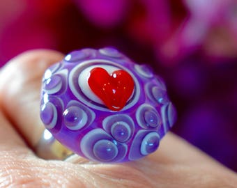 etArt,jewelry,lampwork,ring,glass,nail art ring 17 18 19,pendant,interchangeable,stainless steel,purple,red,white,heart,color