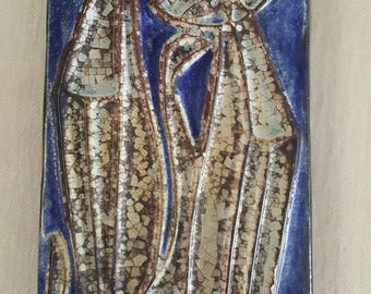 Danish Modern Ceramic Cat Plaque by Michael Andersen MA&S