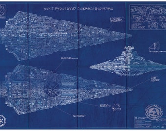 Imperial Star Destroyer Star Wars Poster Blueprint (A2 = 420mm*594 or 16.5' * 23.4')