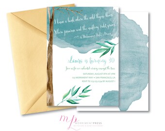 Watercolor Birthday Invitation // 30th // 40th // 50th //ANY AGE Midsummer Night's Dream // Shakespeare //