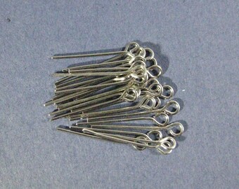 100 Eye Pins - Antique Silver Eye Pins - Findings - Eye Pin - 2cm --(M2-10606)