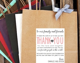 Personalized THANK YOU ... Enjoy Our Celebration Wedding Welcome Bag
