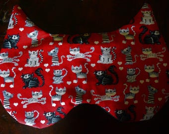 sleep mask, eye mask, red eye mask, kitty sleep mask, red sleep mask, kitty eye mask, cat eye mask, cat sleep mask