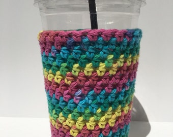 Crochet Iced Coffee Cozy/ Iced Coffee cozy/ Crochet coffee cozy/ Cotton cup sleeve/ Summer drink cozy