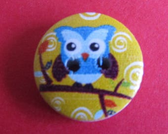 OWL 15mm in diameter scrapbooking or sewing wooden button