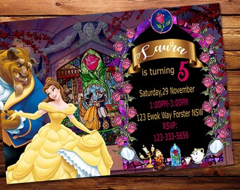 Beauty and the beast birthday invitations, Beauty and the beast invitations, Princess beauty, Princess belle invitations, Princess belle