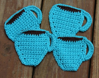Crochet coasters, Coaster set, Housewarming gift, Drink coasters, Mothers day gift, Hostess gift, Kitchen decor, mug rugs, set of 4