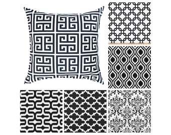 Black and White Decorative Pillows.Pillow Covers.Greek Key Throw Pillows.Black and White Euro Sham.Couch Pillows.Accent Pillows