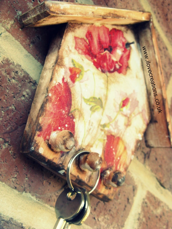 A little house for keys decoupaged wooden key holder hanger